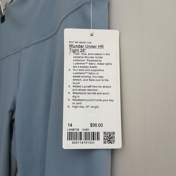 NWT Lululemon Plus Size Wunder Under High Rise 28" Leggings in Chambray Blue 14 - Picture 8 of 16